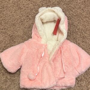 Pink Fuzzy Kids Jacket with Hood